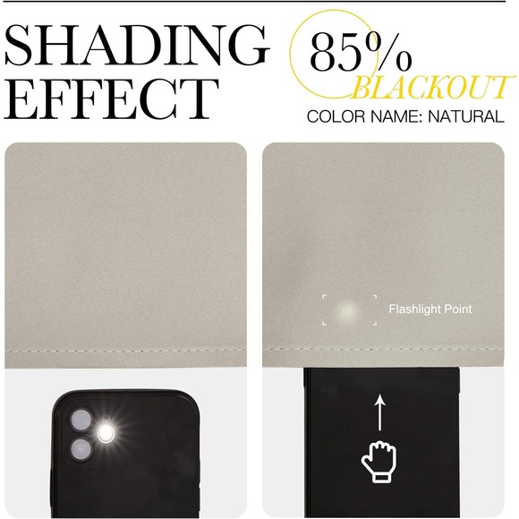 2 x Curtain Panels, Noise Reducing, Thermal, Privacy Room Darkening, 42"W x 45"L - Picture 6 of 9